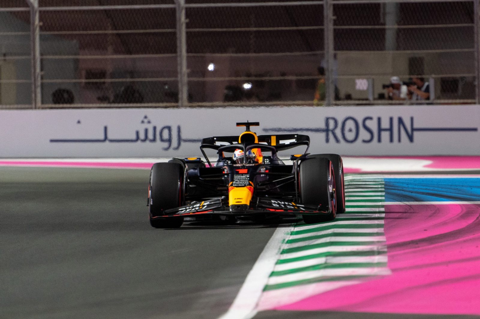 epa10528944 Dutch driver Max Verstappen of Red Bull Racing in action during the second practice session at the Jeddah Corniche Circuit, Saudi Arabia, 17 March 2023. The Formula One Grand Prix of Saudi Arabia will take place on 19 March.  EPA/STR