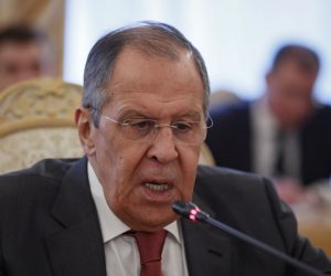 epa10548400 Russian Foreign Minister Sergei Lavrov speaks during a meeting with his counterpart from Iran (not pictured) in Moscow, Russia, 29 March 2023.  EPA/YURI KOCHETKOV / POOL