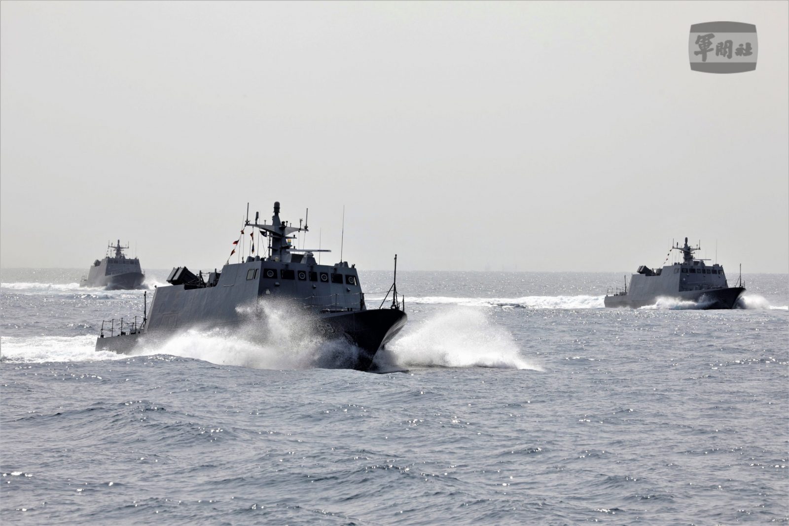 epa10567155 A handout photo provided by the Taiwan Ministry of National Defense shows Taiwan Navy vessels FACG (Fast Attack Craft, Guided missile) sail at an undisclosed location, 10 April 2023. The People's Liberation Army (PLA) is holding a military exercise in the Fujian Province, Pingtan County, the closest point to Taiwan after China announced three days of military drills around Taiwan on 09 April.  EPA/HOTLI SIMANJUNTAK HANDOUT -- MANDATORY CREDIT -- the watermark may not be removed/cropped -- HANDOUT EDITORIAL USE ONLY/NO SALES