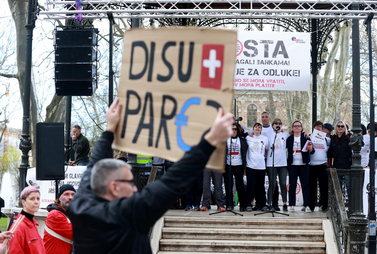 01.04.21023., Zagreb - U parku Zrinjevac organiziran prosvjed Udruge franak pod nazivom "Vrijeme je!" Photo: Sanjin Strukic/PIXSELL