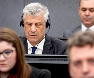 Former Kosovo President Hashim Thaci attends his war crimes trial in The Hague, Netherlands April 3, 2023.   Koen van Weel/Pool via REUTERS Photo: POOL/REUTERS