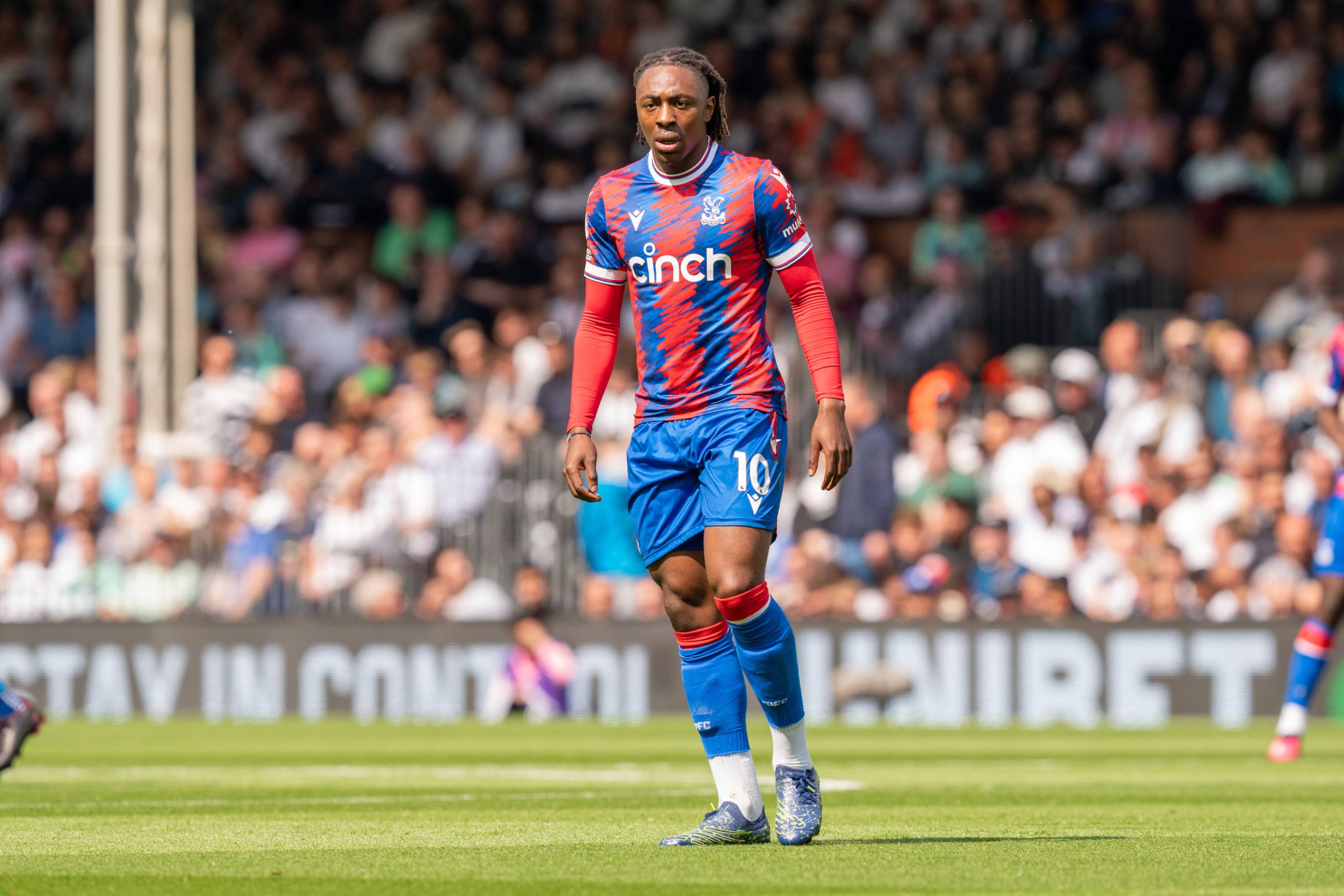 Fulham v Crystal Palace Premier League 20/05/2023. Crystal Palace midfielder Eberechi Eze 10 during the Premier League match between Fulham and Crystal Palace at Craven Cottage, London, England on 20 May 2023. Editorial use only DataCo restrictions apply See www.football-dataco.com , Copyright: xStephenxFlynnx PSI-17464-0025