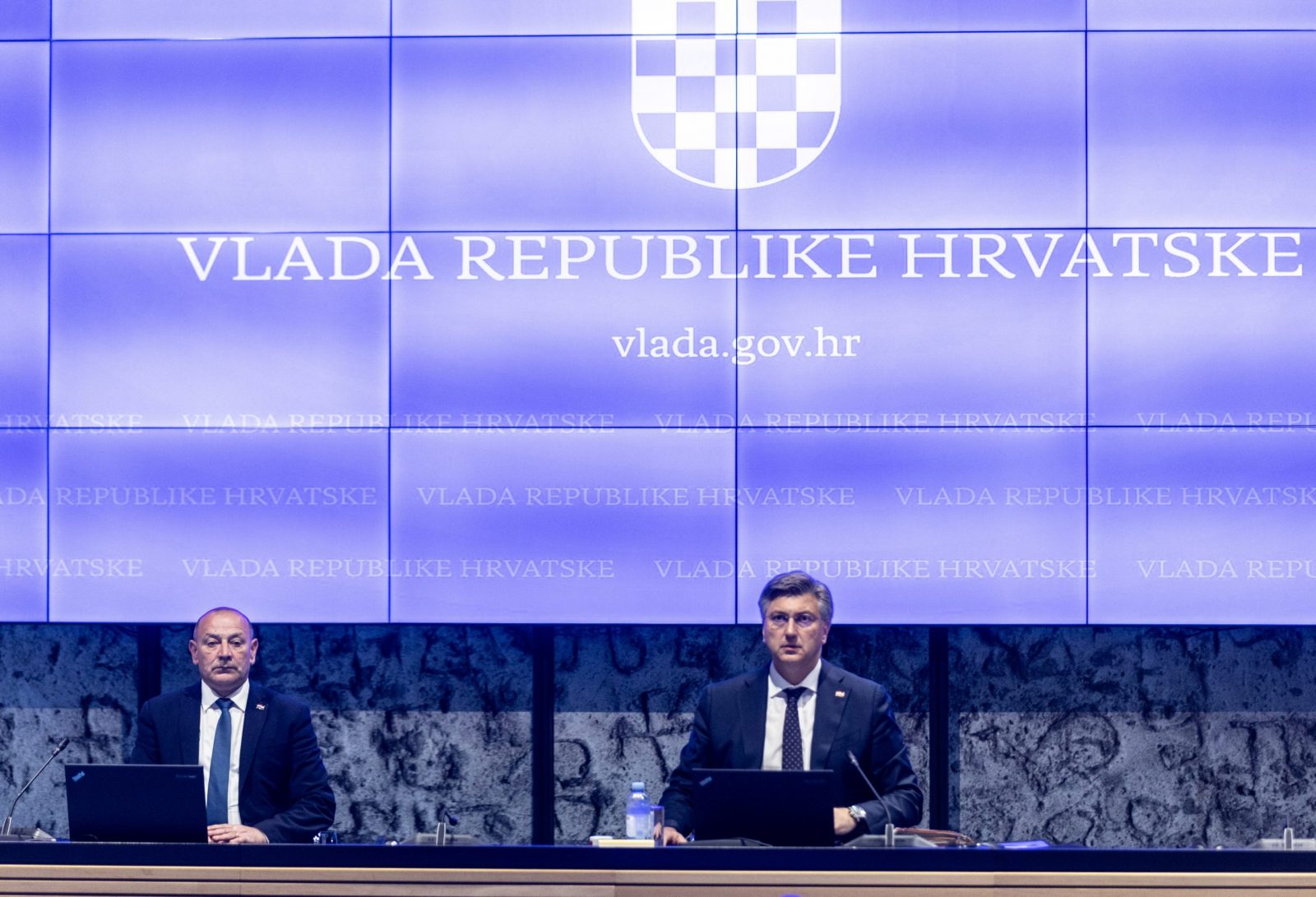 Zagreb, 4.5.2023 - Sjednica Vlade RH. Na slici Tomo Medo Medved i Andrej Plenković.
Foto Hina/ Dario GRZELJ/ dag