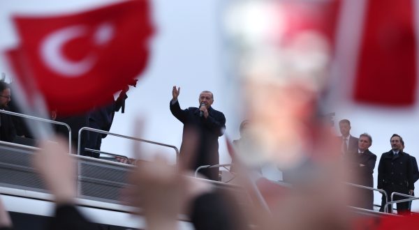 epaselect epa10660830 Turkish President Recep Tayyip Erdogan addresses supporters following the second round of the presidential elections, in Istanbul, Turkey, 28 May 2023. The second round of presidential elections between Turkish President Recep Tayyip Erdogan and his challenger Kemal Kilicdaroglu, the leader of the opposition Republican People's Party (CHP), is held 28 May.  EPA/TOLGA BOZOGLU