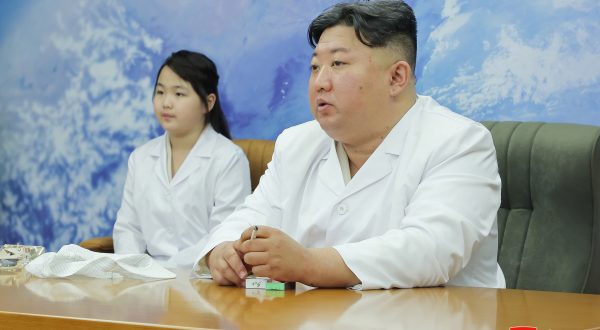 epa10633136 A photo released by the official North Korean Central News Agency (KCNA) shows Kim Jong Un (R), general secretary of the Workers' Party of Korea and president of the State Affairs of the Democratic People's Republic of Korea (DPRK), giving field guidance to the work of the Non-permanent Satellite Launch Preparatory Committee, while accompanied by his daughter Kim Ju-ae (L) at an undisclosed location in North Korea, 16 May 2023 (issued 17 May 2023). According to North Korean state media, the committee, which includes scientists from the nation's national defence research institutes as well as the DPRK Aerospace Development Administration, is currently working to launch military reconnaissance satellite No. 1.  EPA/KCNA   EDITORIAL USE ONLY