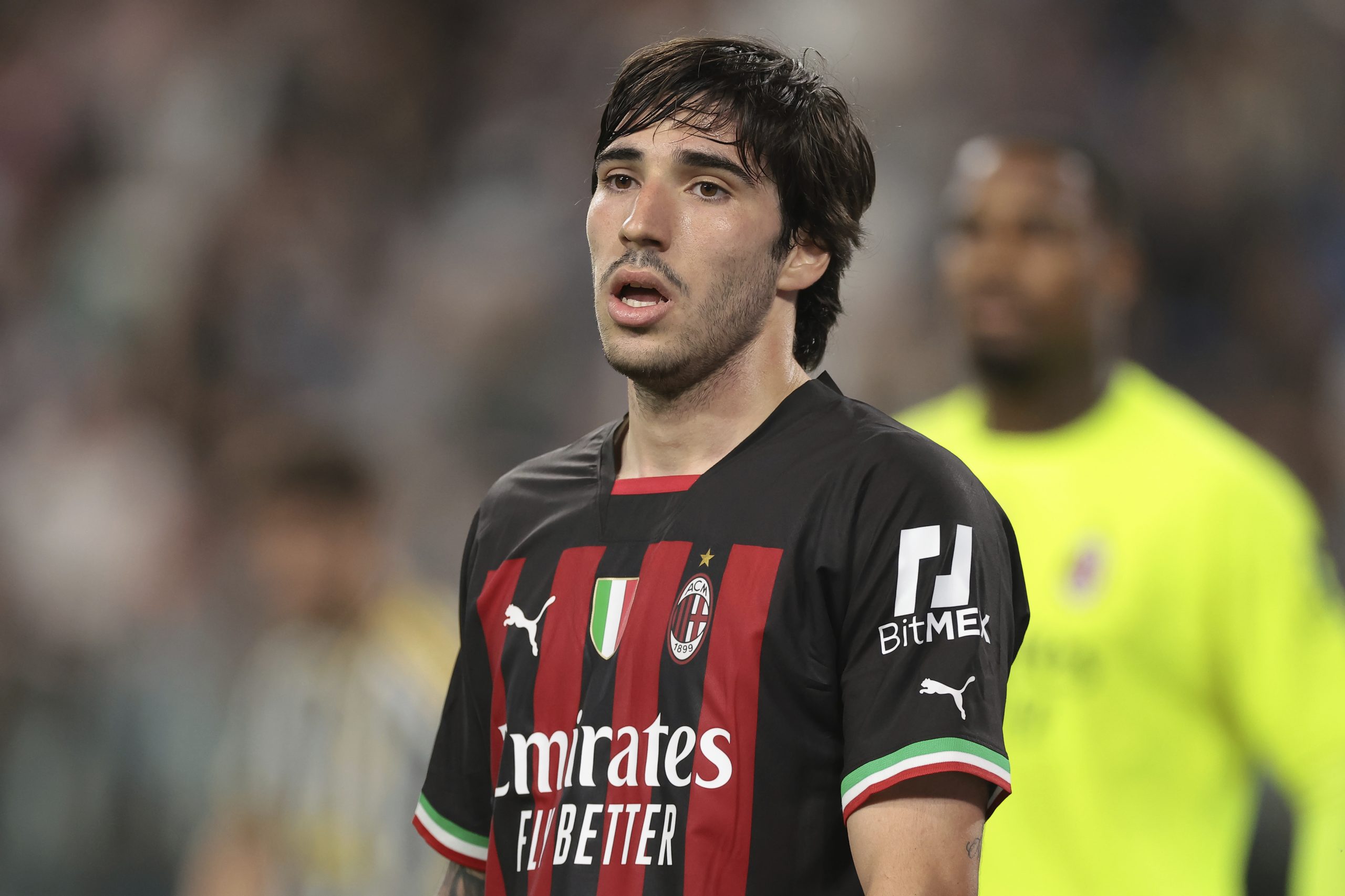 May 28, 2023, Turin: Turin, Italy, 28th May 2023. Sandro Tonali of AC Milan looks on during the Serie A match at Allianz Stadium, Turin. (Credit Image: Â© Jonathan Moscrop/Sportimage/Cal Sport Media) (Cal Sport Media via AP Images)
