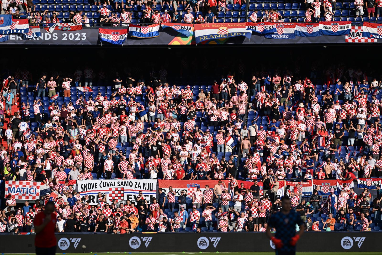 14.06.2023., stadion Feyenoord "De Kuip", Rotterdam, Nizozemska - UEFA Liga Nacija, polufinale, Nizozemska - Hrvatska. Rotterdam: Atmosfera na stadionu De Kuip na završnici Lige nacija Photo: Marko Lukunic/PIXSELL