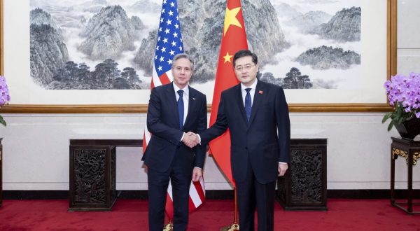epa10699229 Chinese State Councilor and Foreign Minister Qin Gang (R) holds talks with US Secretary of State Antony Blinken (L) in Beijing, capital of China, June 18, 2023.  EPA/XINHUA / Zhai Jianlan CHINA OUT / UK AND IRELAND OUT  /       MANDATORY CREDIT  EDITORIAL USE ONLY  EDITORIAL USE ONLY