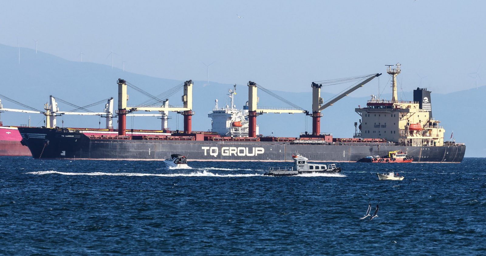 epa10754107 The Turkey flagged TQ Samsunhe, the last grain ship that left a Ukrainian port since Russia exit the Grain Corridor Agreement one day earlier, is seen in the Marmara Sea, in Istanbul, Turkey, 18 July 2023. Russia announced that it withdrew from the Grain Corridor Agreement, which started in July one year earlier, because the barriers to the sale of its own food products were not removed. The agreement had been signed with Russia and Ukraine at the initiative of Turkey and the UN. UN Secretary General Gutterez in a statement on 17 July expressed his disapointement about Russia's withdrawal from the agreement as this decision puts at risk global food security.  EPA/SEDAT SUNA