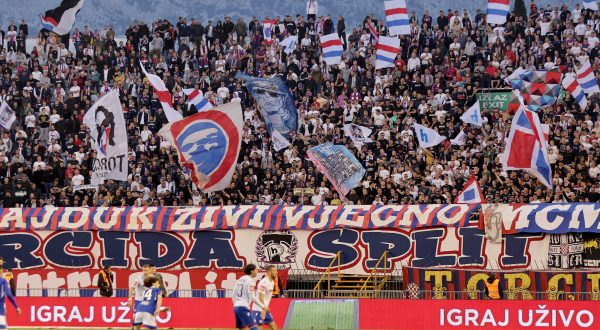 30.04.2023., stadion Poljud, Split - SuperSport HNL, 32. kolo, HNK Hajduk - GNK Dinamo. navijaci Hajduka, Torcida
 Photo: Zvonimir Barisin/PIXSELL