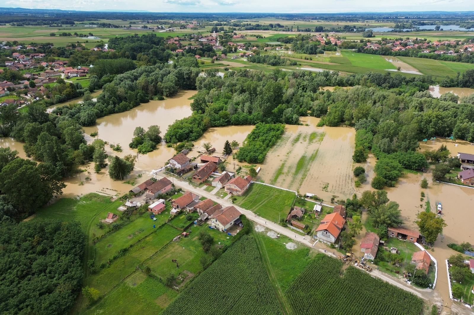 07.08.2023., Drnje - Pogled iz zraka na selo Drnje koje je poplavljeno. Photo: Luka Stanzl/PIXSELL