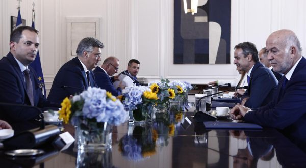 Bilateralni susret premijera Kyriakosa Mitsotakisa s predsjednikom Vlade RH Andrejom Plenkovićem. Ponedjeljak, 21. kolovoza 2023. (SOTIRIS DIMITROPOULOS / EUROKINISSI) Photo: Sotiris Dimitropoulos/EUROKINISSI/PIXSELL