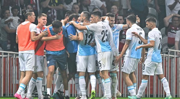 Marco PASALIC of HNK Rijeka celebrates his goal with teammates during the Europa Conference League play-off soccer match between Lille and HNK Rijeka at Stade Pierre Mauroy on August 24, 2023 in Lille, France. (Photo by Baptiste Fernandez/Icon Sport) Photo: IconSport/PIXSELL