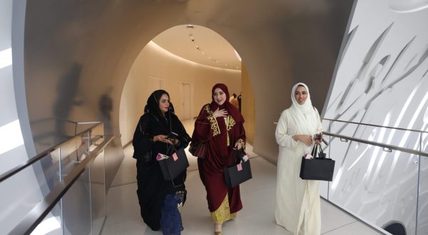 epa10824560 Emirati women arrive at the Abaya Rally event at the Museum of The Future in the Gulf Emirate of Dubai, United Arab Emirates, 27 August 2023. The Abaya Rally is held on the occasion of Emirati Women's Day, which is marked annually in the UAE on 28 August. Fatima bint Mubarak Al Ketbi, wife of the former president of the UAE Sheikh Zayed bin Sultan Al Nahyan, founded Emirati Women's Day in 2015 to award female's efforts and to celebrate their achievements.  EPA/ALI HAIDER