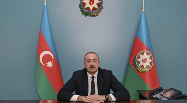 epaselect epa10872735 Azerbaijani President Ilham Aliyev delivers his speech to Azeri people following the Azeri military operation in Nagorno-Karabakh, in Baku, Azerbaijan, 20 September 2023. Aliyev said that as a result of ‘local anti-terrorist measures’ in the Karabakh region of the country, Azerbaijan has restored its sovereignty. The President of Azerbaijan added that ‘a significant part of the army, which was illegally stationed by the Armenian state on Azerbaijani territories and had not yet been withdrawn despite the obligations of Armenia, was destroyed’ along with military equipment.  EPA/ROMAN ISMAYILOV