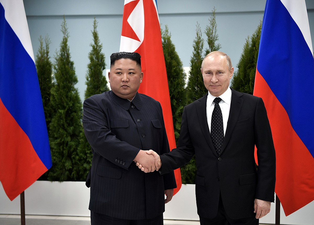 Russian President Vladimir Putin (R) meets with North Korea's leader Kim Jong Un in Vladivostok, Russia April 25, 2019. Sputnik/Alexei Nikolsky/Kremlin via REUTERS ATTENTION EDITORS - THIS IMAGE WAS PROVIDED BY A THIRD PARTY.