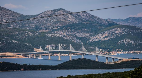 01.08.2023., Peljesac -  Pogled na Peljeski Most sa Peljeske Strane. Photo: Zvonimir Barisin/PIXSELL