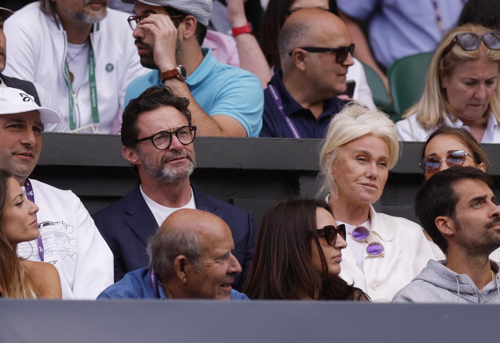 Tennis - Wimbledon - All England Lawn Tennis and Croquet Club, London, Britain - July 16, 2023 Actor Hugh Jackman and wife Deborra-Lee Furness in the stands during the men's singles final REUTERS/Andrew Couldridge Photo: Andrew Couldridge/REUTERS