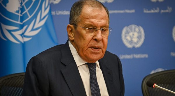 epa10879217 Russia's Foreign Affairs Minister Sergei Lavrov attends a press conference during the 78th session of the United Nations General Assembly at United Nations Headquarters in New York, New York, USA, 23 September 2023.  EPA/MIGUEL RODRIGUEZ