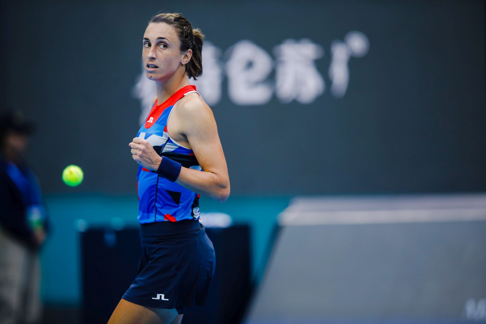 epa10896756 Petra Martic of Croatia reacts during her match against Coco Gauff of the US in the China Open tennis tournament in Beijing, China, 03 October 2023.  EPA/WU HAO