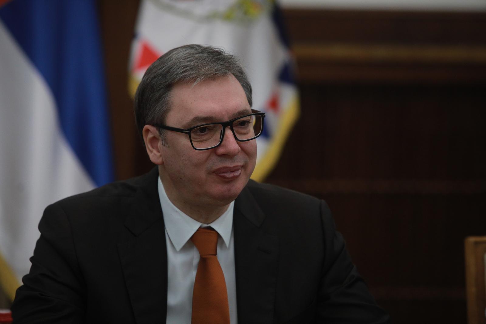 10, October, 2023, Belgrade - The President of the Republic of Serbia, Aleksandar Vucic, met with the President of the Parliament of the Republic of Iraq, Mohamed Al-Halbousi, who is on an official visit to the Republic of Serbia. Aleksandar Vucic. Photo: Milos Tesic/ATAImages

10, oktobar, 2023, Beograd - The President of the Republic of Serbia, Aleksandar Vucic, met with the President of the Parliament of the Republic of Iraq, Mohamed Al-Halbousi, who is on an official visit to the Republic of Serbia. Photo: Milos Tesic/ATAImages Photo: Milos Tesic/ATA Images/PIXSELL