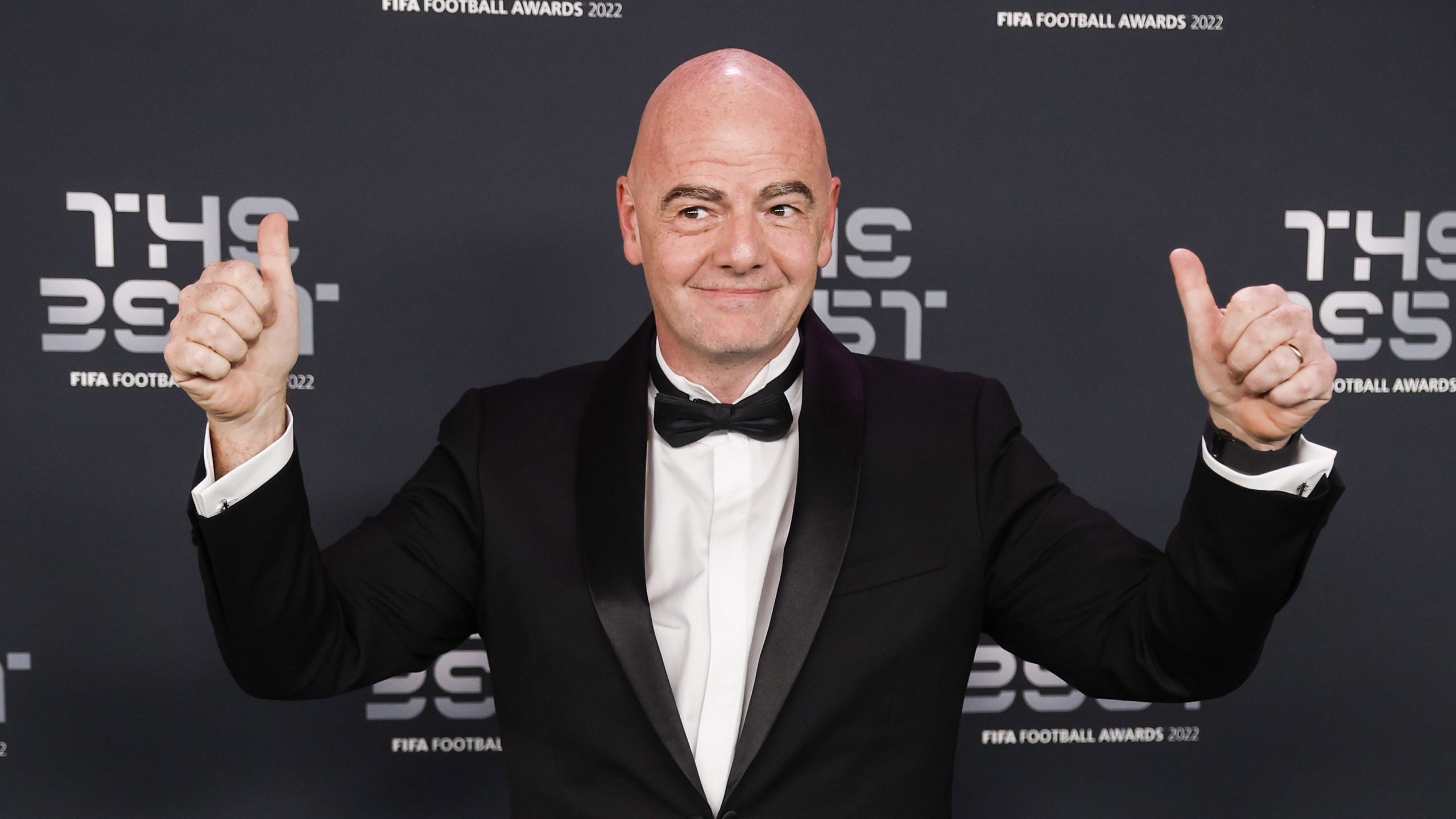 epa10525700 (FILE) - FIFA President Gianni Infantino arrives for the The Best FIFA Football Awards 2022 ceremony in Paris, France, 27 February 2023 (reissued 16 March 2023). Infantino on 16 March 2023 was re-elected as FIFA president per acclamation during the 73rd FIFA Congress held in Kigali.  EPA/YOAN VALAT