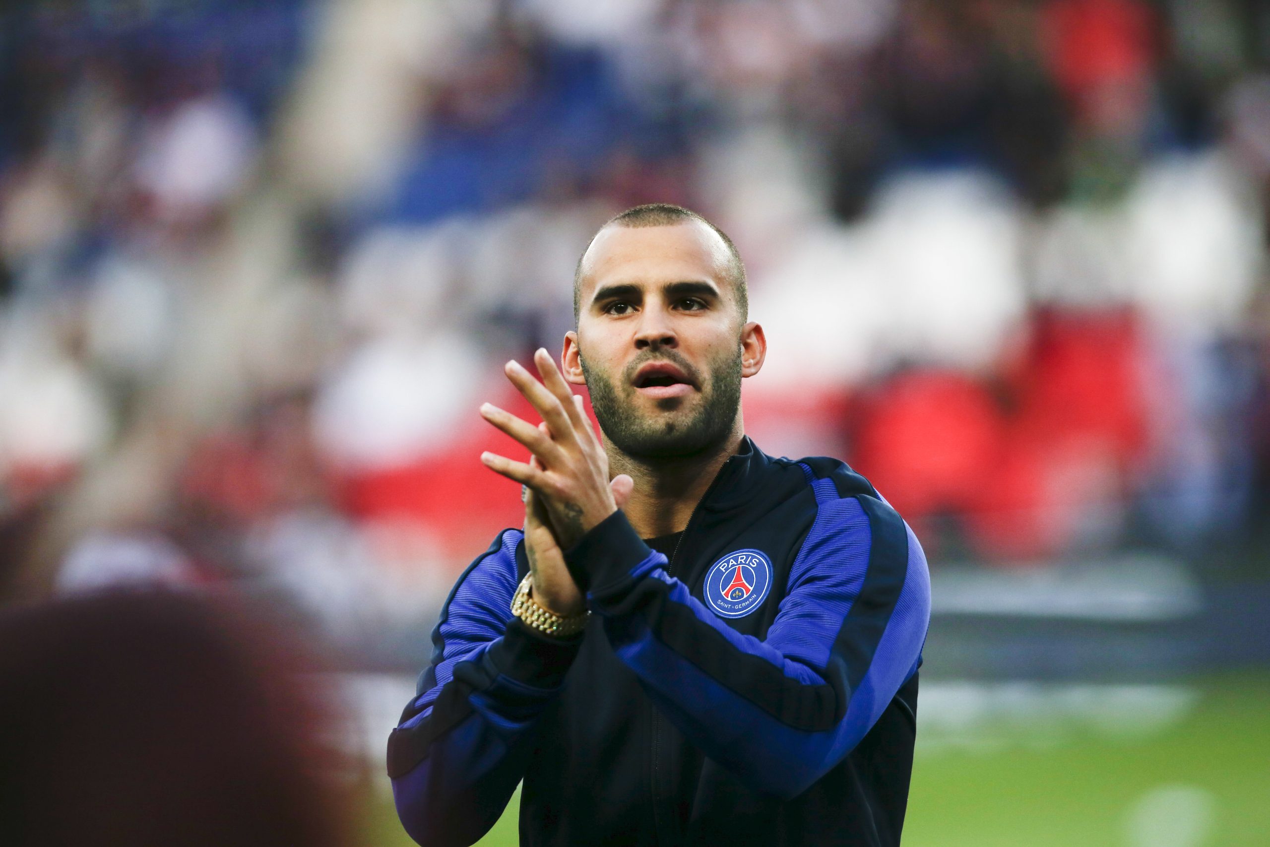 FILE - In this Aug.21, 2016 file photo, PSG's Jese Rodriguez reacts before the French League One soccer match between PSG and Metz at the Parc des Princes stadium in Paris. Paris Saint-Germain says Wednesday Aug. 16, 2017 it is loaning Spanish forward Jese Rodriguez to Stoke City for this season, without the option to buy him. (AP Photo/Kamil Zihnioglu, File)