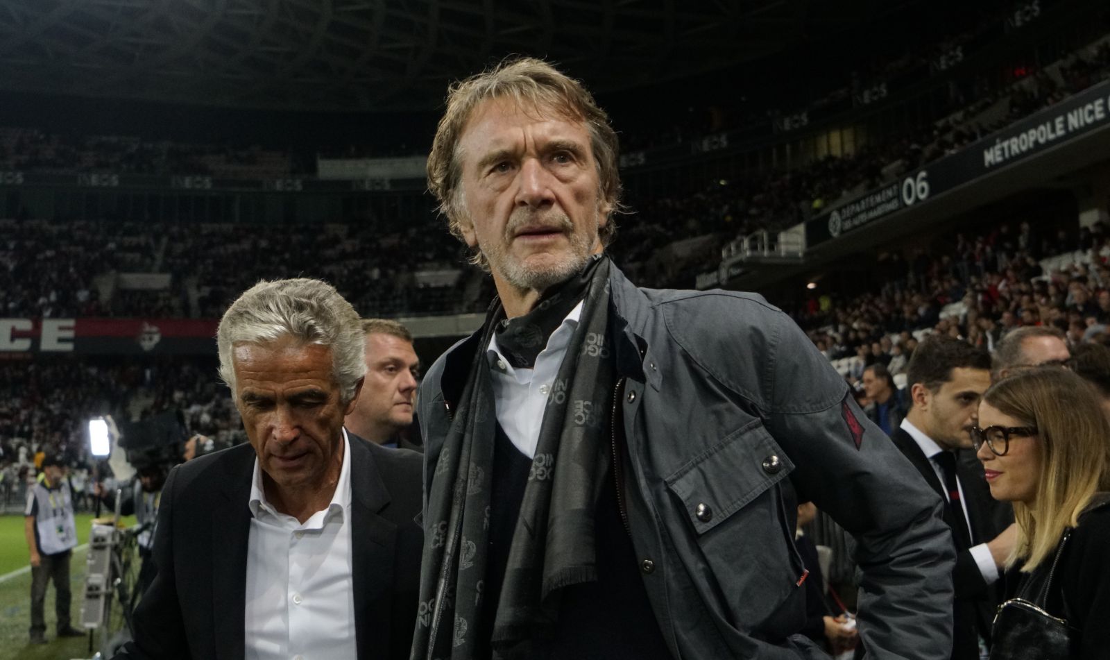 FILE - Sir Jim Ratcliffe looks on ahead of the French League One soccer match between Nice and Paris Saint Germain in Allianz Riviera stadium in Nice, southern France, on Oct.18, 2019. More than a year after it was put up for sale, Manchester United said Sunday that British billionaire Jim Ratcliffe had agreed to buy a minority stake in the storied Premier League club. Ratcliffe, who owns petrochemicals giant INEOS and is one of Britain’s richest people, has bought a stake of “up to 25%” of the 20-time league champions and will invest $300 million in its Old Trafford stadium. (AP Photo/Daniel Cole, File)