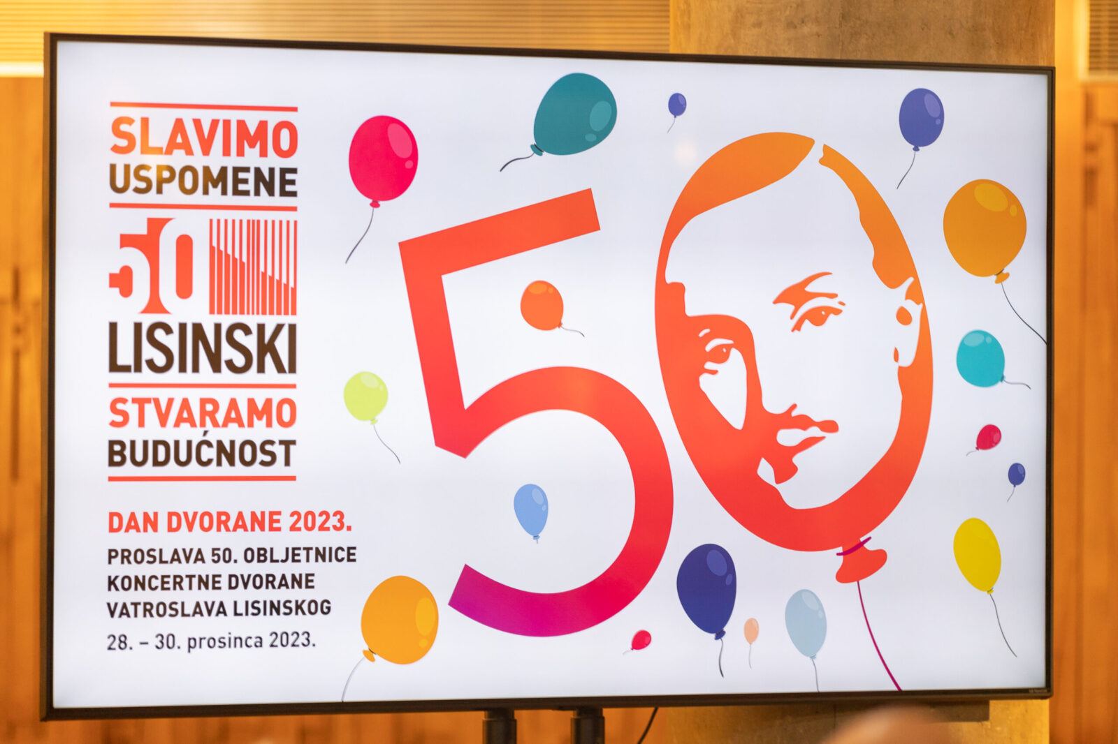 Plakat proslave 50. obljetnice dvorane "Vatroslav Lisinski",snimio Tomislav Jagar