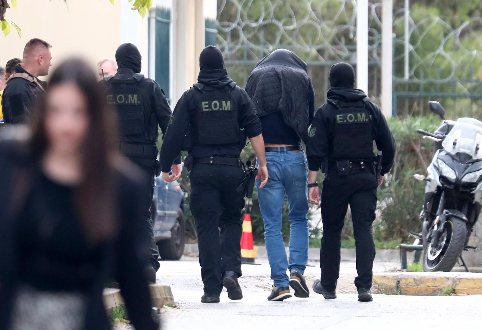04.12.2023., Atena, Grcka  - Policija dovodi navijaci Dinama, Bad Blue Boyse na sud u Ateni. Photo: Matija Habljak/PIXSELL