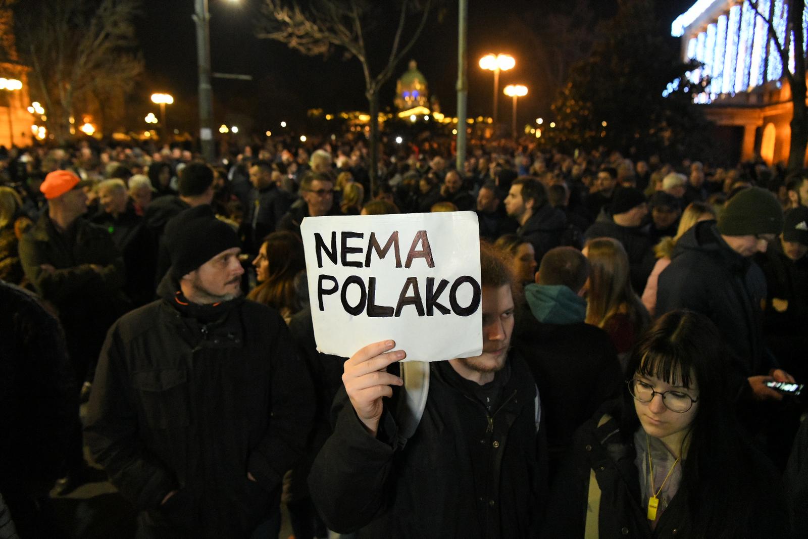 24, December, 2023, Belgrade - The seventh protest organized by the "Serbia against violence" coalition was held in front of the seat of the Republican Election Commission due to the "stealing of the citizens' electoral will". . Photo: A. H./ATAImages.

24, decembar, 2023, Beograd - Ispred sedista Republicke izborne komisije odrzan je sedmi protest koji je organizovala koalicija "Srbija protiv nasilja" zbog "kradje izborne volje gradjana". . Photo: A. H./ATAImages. Photo: Milos Tesic/ATAImages/PIXSELL