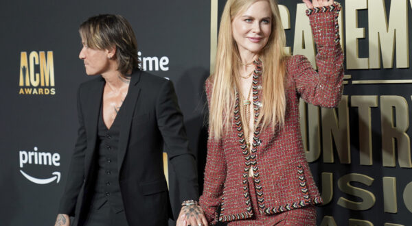 Keith Urban, left, and Nicole Kidman arrive at the 58th annual Academy of Country Music Awards on Thursday, May 11, 2023, at the Ford Center in Frisco, Texas. (AP Photo/Jeffrey McWhorter)