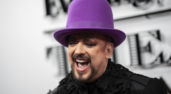 Boy George poses for photographers upon arrival at The Evening Standard Theatre Awards in London, Sunday, Nov. 19, 2023. (Photo by Scott Garfitt/Invision/AP)