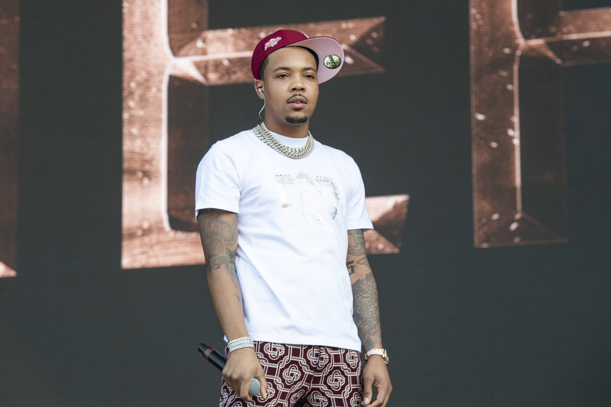 FILE - Rapper G Herbo performs on Day 4 of the Lollapalooza Music Festival, Aug. 1, 2021, at Grant Park in Chicago. The rapper could face just over a year in jail after pleading his role in a scheme that used stolen credit card information to pay for an opulent lifestyle including private jets and designer puppies. (Photo by Amy Harris/Invision/AP, File)
