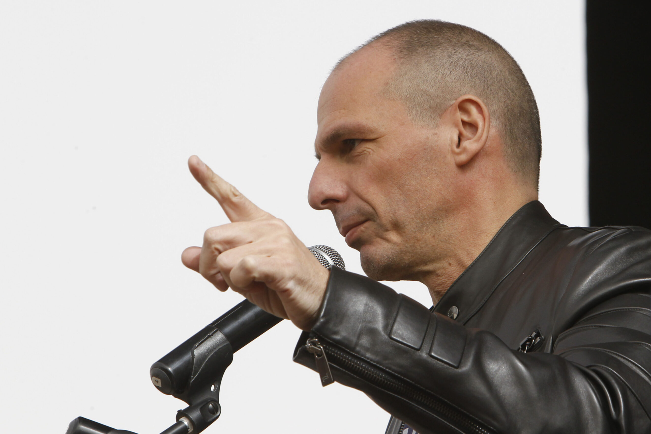 Former Greek Finance Minister Yanis Varoufakis speaks against austerity at forum "The European Union as a battlefield", in Madrid, on Sunday 21st February, 2016. (GTRES via AP Images)