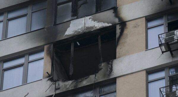 epa11052083 Damaged windows in a residential building after a drone attack in Odesa, southwestern Ukraine, 01 January 2024, amid the Russian invasion. At least one person died and three others were injured during an overnight attack in the Odesa region, the head of the Odesa Regional Military Administration Oleh Kiper wrote on telegram. The Ukrainian air force said they shot down 87 out of 90 'Shahed' drones in the overnight attack across several regions in Ukraine. Russian troops entered Ukraine in February 2022 starting a conflict that has provoked destruction and a humanitarian crisis.  EPA/IGOR TKACHENKO