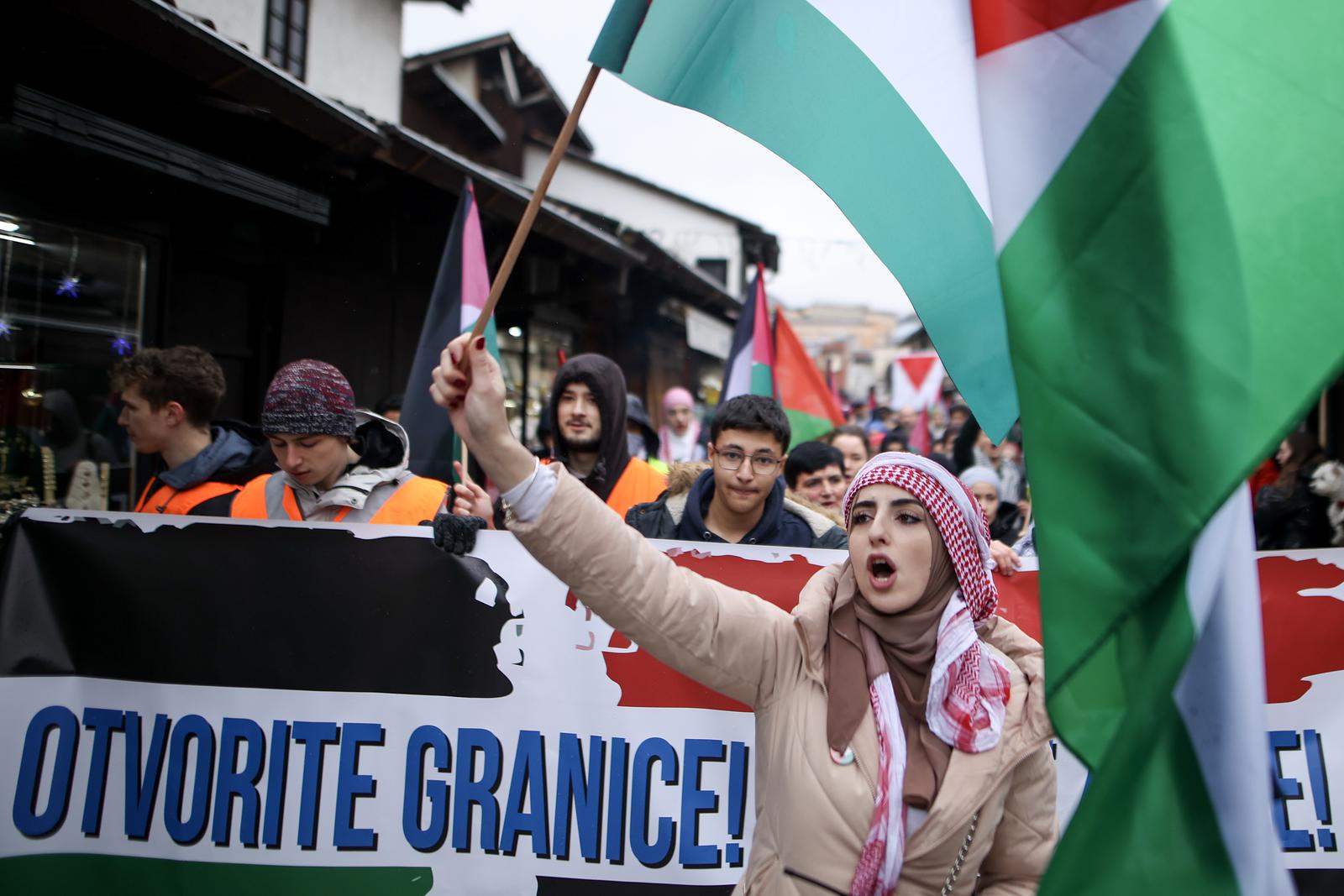 07.01.2024., Sarajevo, Bosna i Hercegovina - Prosvjed gradjana Sarajeva u znak podrske Palestini. Photo: Armin Durgut/PIXSELL