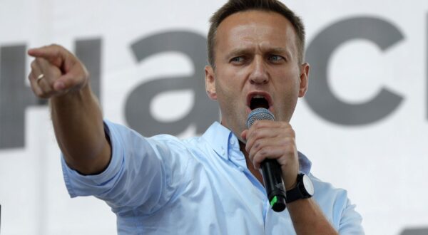 FILE - Russian opposition activist Alexei Navalny gestures while speaking to a crowd during a political protest in Moscow, Russia on July 20, 2019. Russia’s prison agency says that imprisoned opposition leader Alexei Navalny has died. He was 47. The Federal Prison Service said in a statement that Navalny felt unwell after a walk on Friday Feb. 16, 2024 and lost consciousness. (AP Photo/Pavel Golovkin, File)