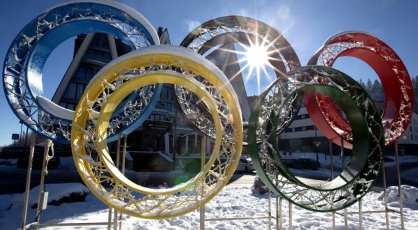 epa11130761 The logo of the Five Olympic Rings is seen on the Bjelasnica mountain, the venue of the alpine skiing events of the 14th Winter Olympic Games, near Sarajevo, Bosnia and Herzegovina, 11 January 2024 (issued 06 February 2024). Forty years have passed since the start of the 14th Winter Olympic games in Sarajevo on 08 February 1984. The majority of the Olympic facilities were destroyed during the 1992–1995 conflict in Bosnia and Herzegovina, leaving many of them in ruins today.  EPA/FEHIM DEMIR  ATTENTION: This Image is part of a PHOTO SET