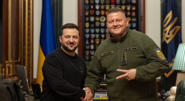 epa11137427 A handout photo made available by the Ukrainian Presidential Press Service on 08 February 2024 shows Ukraine's President Volodymyr Zelensky (L) shaking hands with Commander-in-Chief of the Armed Forces of Ukraine Valerii Zaluzhnyi during a meeting in Kyiv, Ukraine. On 08 February 2024, Ukraine's President Zelensky removed Commander-in-Chief of the Armed Forces of Ukraine Valerii Zaluzhnyi from his post. 'Today, I made the decision to renew the leadership of the Armed Forces of Ukraine', Zelensky said, adding 'I am grateful to General Zaluzhnyi for two years of defense'. Oleksandr Syrskyi, commander of the Ukrainian Ground Forces, has been appointed as new Commander-in-Chief of the country's Armed Forces.  EPA/UKRAINIAN PRESIDENTIAL PRESS SERVICE HANDOUT -- MANDATORY CREDIT: UKRAINIAN PRESIDENTIAL PRESS SERVICE --  HANDOUT EDITORIAL USE ONLY/NO SALES HANDOUT EDITORIAL USE ONLY/NO SALES