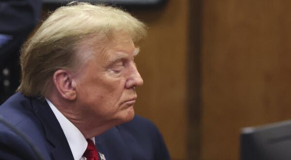epa11155221 Former U.S. President Donald Trump appears during a court hearing on charges of falsifying business records to cover up a hush money payment to a porn star before the 2016 election, at the New York State Supreme Court in Manhattan, New York City, USA, 15 February 2024. Trump is facing 34 felony counts of falsifying business records related to payments made to adult film star Stormy Daniels during his 2016 presidential campaign.  EPA/BRENDAN MCDERMID / POOL