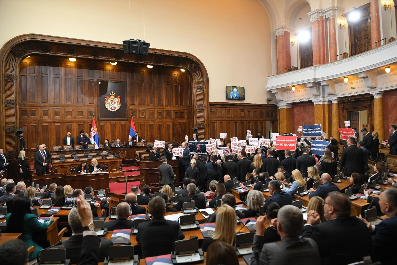 06, February, 2024, Belgrade - The first session of the 14th convocation of the Serbian Parliament will be held in the Great Hall of the National Assembly. Photo: A.H./ATAImages

06, februar, 2024, Beograd - Prva sednica 14. saziva Skupstine Srbije odrzace se u Velikoj sali Doma Narodne skupstine. Photo: A.H./ATAImages Photo: Milos Tesic/ATAImages/PIXSELL