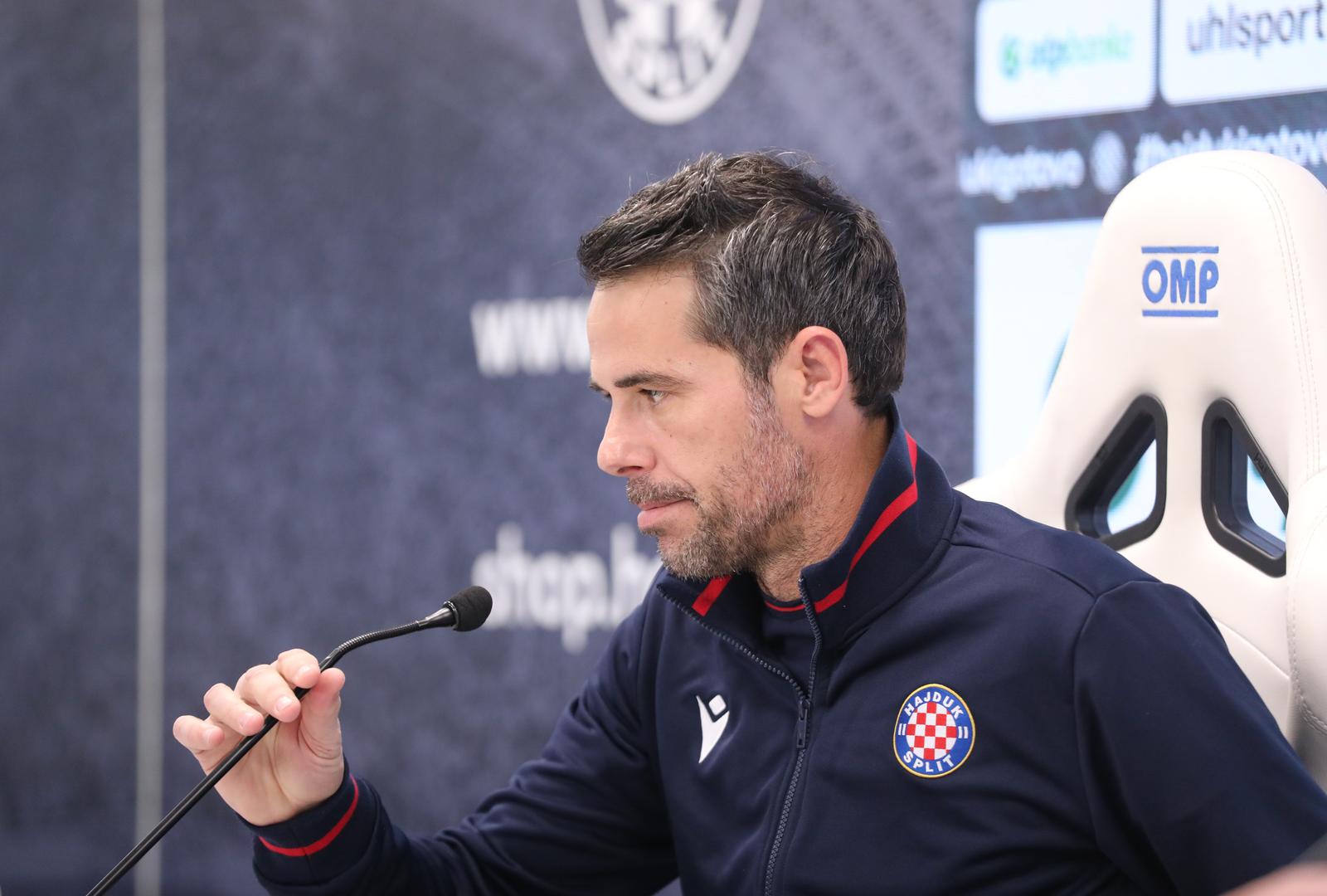 07.12.2023.,Split - Trener Hajduka Mislav Karoglan odrzao je  konferenciju za medije uoci gostovanja kod Lokomotive. Photo: Ivo Cagalj/PIXSELL