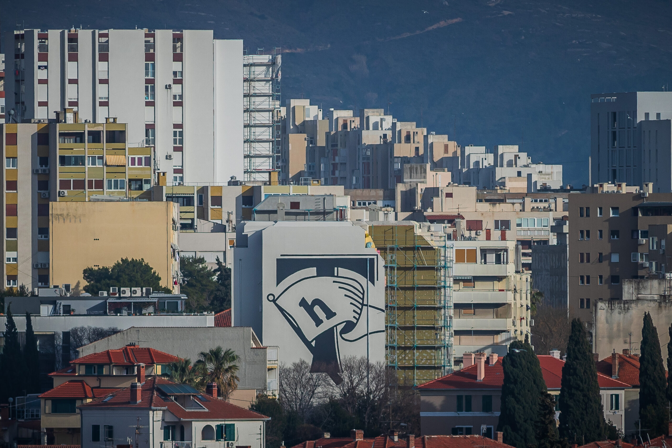 09.02.2024., Split - Pogled na Torcidin mural s Marjana. Photo: Zvonimir Barisin/PIXSELL
