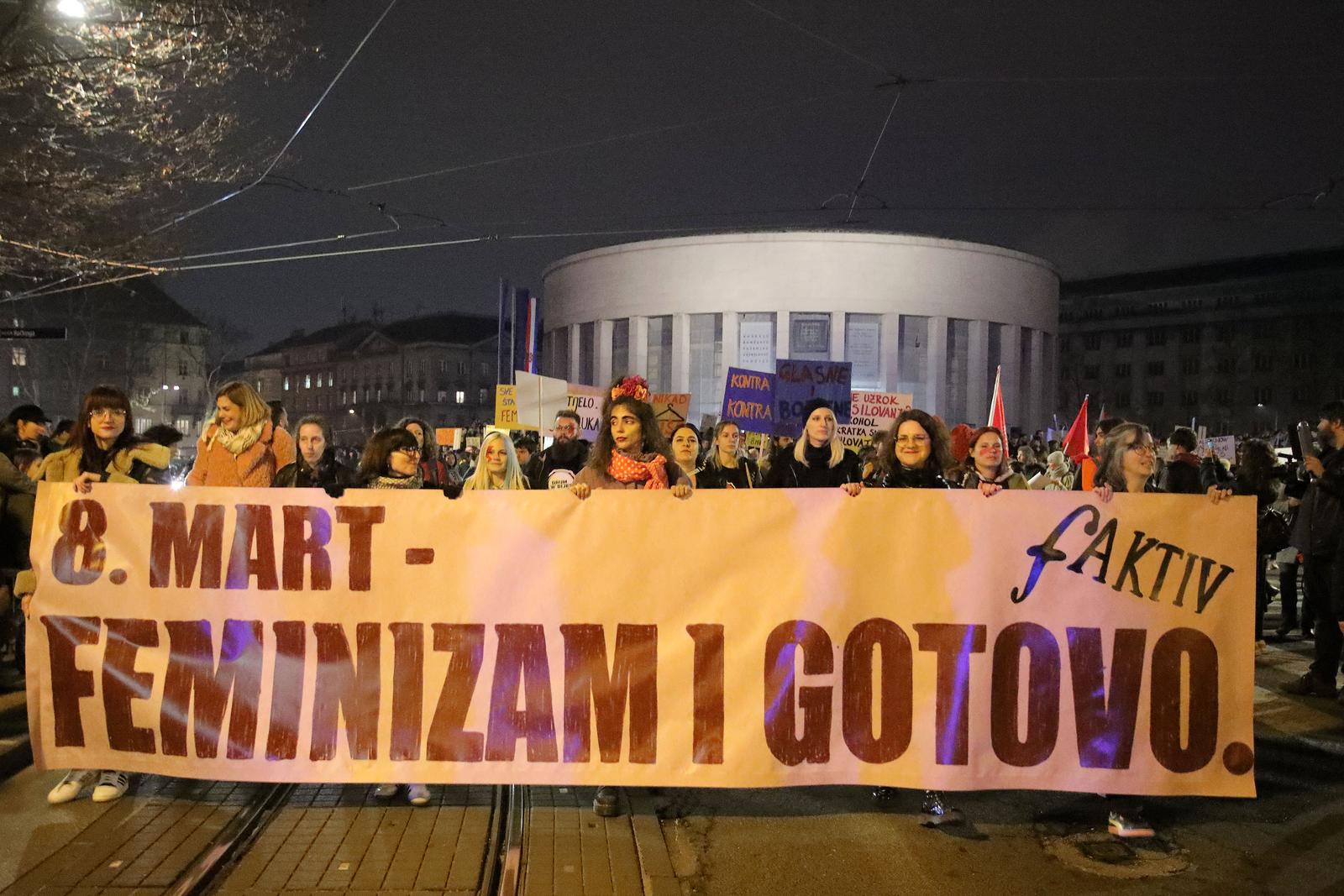 08.03.2024., Zagreb - Feministicki kolektiv fAKTIV organizirao je osmomartovski nocnom mars pod geslom „Feminizam i gotovo“. Photo: Tomislav Miletic/PIXSELL
