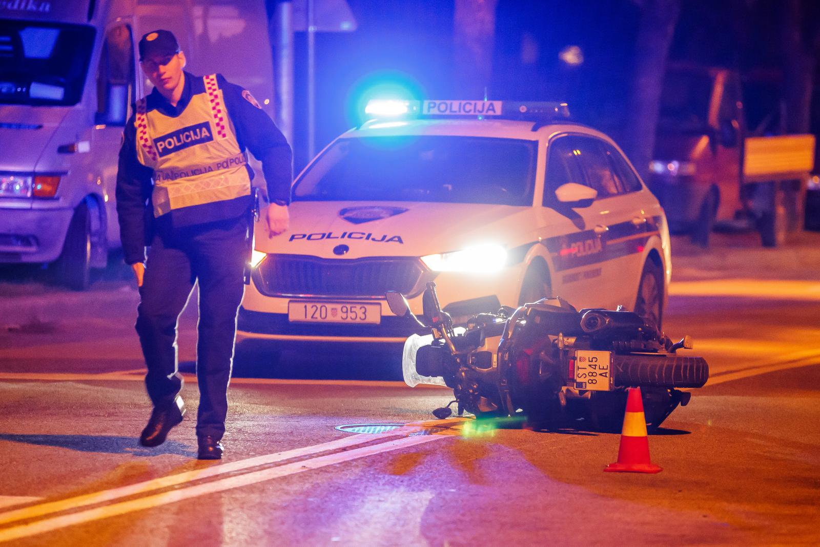 26.02.2024., Split - Prometna nesreca izmedju automobila i motora u ulici Matice Hrvatske. Photo: Zvonimir Barisin/PIXSELL