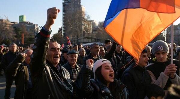 ARMENIA, YEREVAN - FEBRUARY 29, 2024: People take part in a protest in central Yerevan, demanding the resignation of Armenian Prime Minister Nikol Pashinyan. Alexander Patrin/TASS,Image: 852220368, License: Rights-managed, Restrictions: , Model Release: no, Credit line: Alexander Patrin / TASS / Profimedia