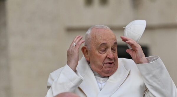 Pope Francis gestures as he arrives for his general audience in St. Peter Square at the Vatican on March 13, 2024.,Image: 856452756, License: Rights-managed, Restrictions: , Model Release: no, Credit line: Andreas SOLARO / AFP / Profimedia