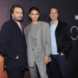 LOS ANGELES, CALIFORNIA - APRIL 20: (L-R) Sam Levinson, Zendaya and Casey Bloys, Chief Content Officer, HBO & HBO Max, attend the HBO Max FYC event for "Euphoria" at Academy Museum of Motion Pictures on April 20, 2022 in Los Angeles, California.   Amy Sussman,Image: 684748720, License: Rights-managed, Restrictions: , Model Release: no, Credit line: Amy Sussman / Getty images / Profimedia