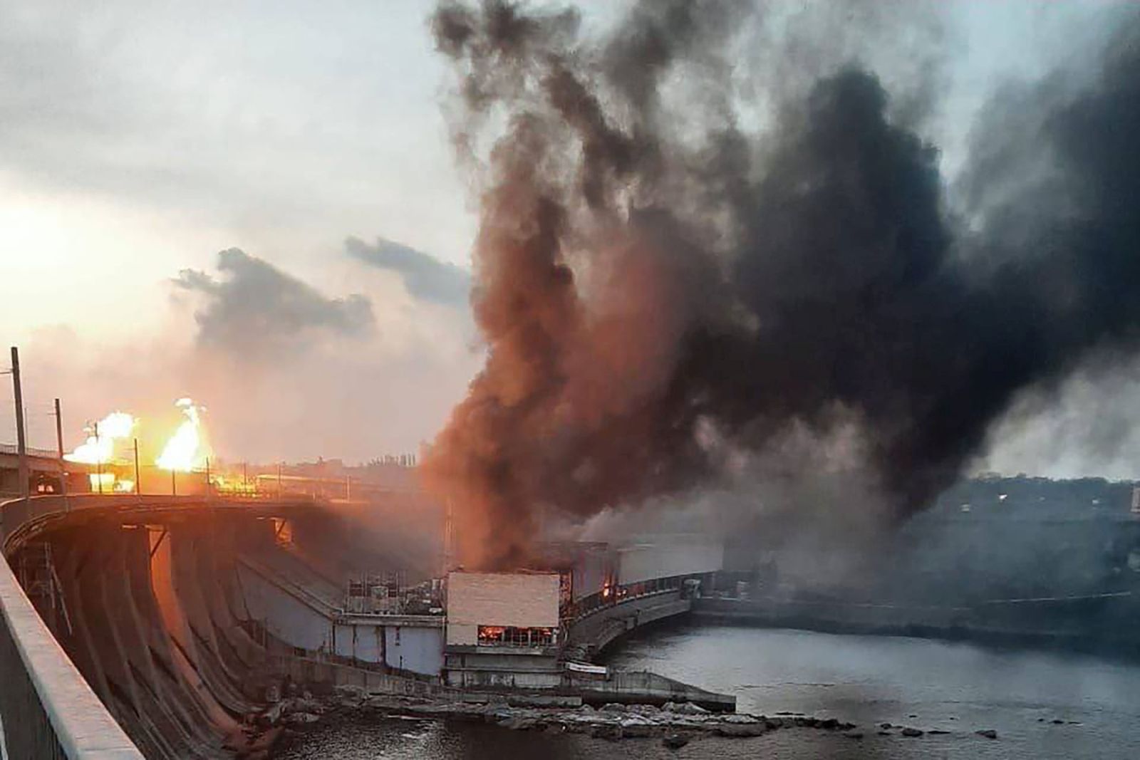 Putin's army strikes Ukraine in the biggest attack to date on its energy infrastructure: multiple cities targeted in a coordinated assault by kamikaze drones and missiles, Dnipro Hydroelectric Power Plant hit (pictured),Image: 858719893, License: Rights-managed, Restrictions: ***
HANDOUT image or SOCIAL MEDIA IMAGE or FILMSTILL for EDITORIAL USE ONLY! * Please note: Fees charged by Profimedia are for the Profimedia's services only, and do not, nor are they intended to, convey to the user any ownership of Copyright or License in the material. Profimedia does not claim any ownership including but not limited to Copyright or License in the attached material. By publishing this material you (the user) expressly agree to indemnify and to hold Profimedia and its directors, shareholders and employees harmless from any loss, claims, damages, demands, expenses (including legal fees), or any causes of action or allegation against Profimedia arising out of or connected in any way with publication of the material. Profimedia does not claim any copyright or license in the attached materials. Any downloading fees charged by Profimedia are for Profimedia's services only. * Handling Fee Only 
***, Model Release: no, Credit line: east2west news / WillWest News / Profimedia